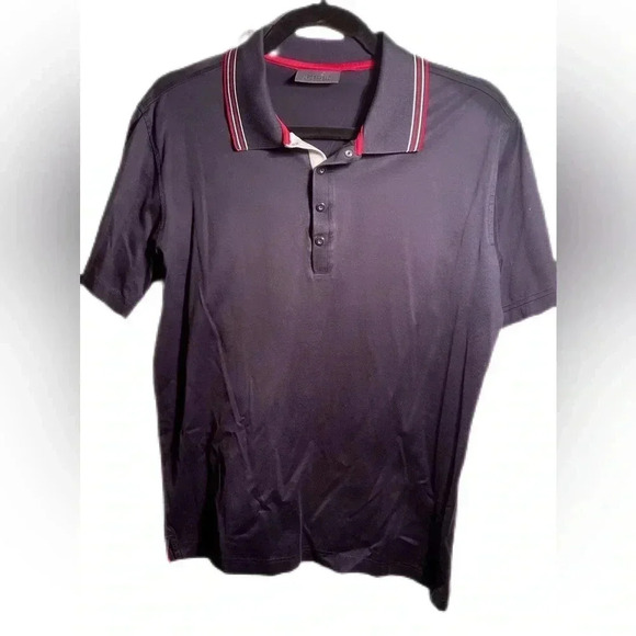 Vintage Lagerfeld cotton silk texture 4 snap button shirt sleeve polo shirt L - Picture 1 of 5